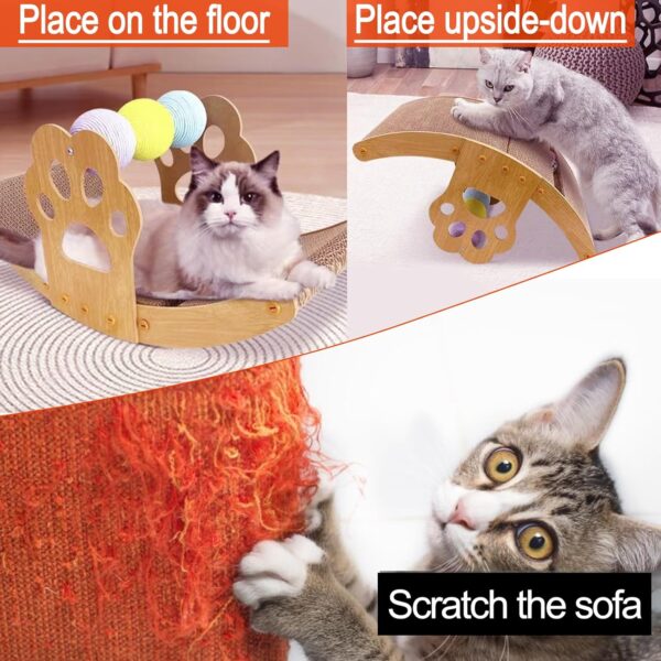 Cat Scratcher,3 in 1Tumbler Cat Scratching Board, Cat Scratching Cardboard with Ball Toy for Indoor Cats,Protecting Furniture Cat Scratch Pad,Cardboard Cat Scratcher Reversible，Large - Image 5