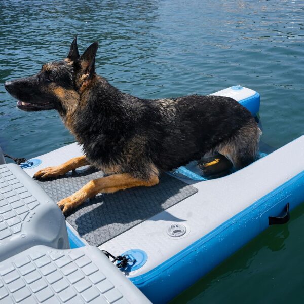 Dog Water Ramp, 60" x 40" Inflatable Dog Float Floating Ramp Ladder for Pools Boats Docks | Dog On Water Ladder Steps | for Swimming Pets Up to 220 Pounds (Blue) - Image 7