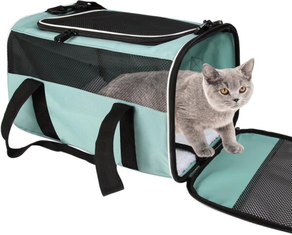 IONRIVER,Cat Carriers, Soft-Sided,Top Load Pet Carrier for Small Medium Cats Dogs Puppy 15Lbs 20 Lbs,Ventilated Design Carrier with Airline Approved (Medium,Green)