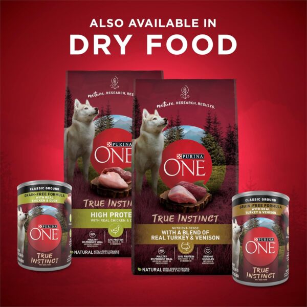 Purina ONE True Instinct Classic Ground Grain-Free Formulas With Real Turkey and Venison, and With Real Chicken and Duck High Protein Wet Dog Food Variety Pack - (Pack of 6) 13 oz. Cans - Image 8