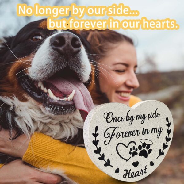 Pet Memorial Stones for Dogs, Garden Resin Dog Memorial Gifts for Loss of Dog, Heart-Shaped Loss of Dog Sympathy Gift, Once by My Side Forever in My Heart Cat Memorial Stones - Image 7