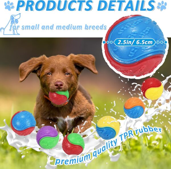 6Pcs Squeaky Dog Balls, Dog Toys Balls for Training, Tough Ball Toys for Dogs, Fit with Dog Ball Launcher, High Bouncy Dog Ball for Interactive Playing, Puppy Pet Chew Balls Teething Balls 2.5in - Image 4