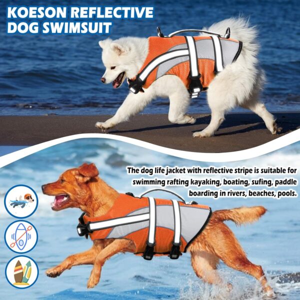 KOESON Ripstop Dog Life Jacket, Dog Life Vest with Superior Buoyancy Pet Swimming Safety Vest with Rescue Handle, Dog Float Coat Dog Life Preserver Lifesaver for Small Medium Large Dogs Orange XS - Image 6