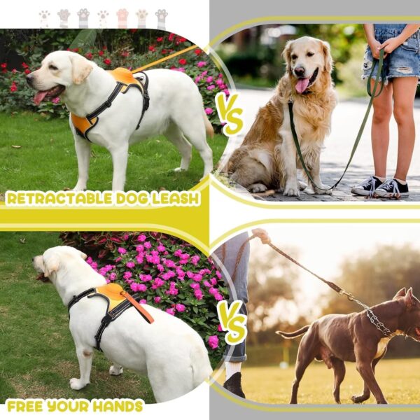 Dog Harness Medium Sized Dog, Upgrade 2-in-1 No Pull Dog Harness & Retractable Dog Leash【Auto-Lock Function】 Harness Medium Size Dog, Reflective and Adjustable Dog Harness with Control Handle - Image 4