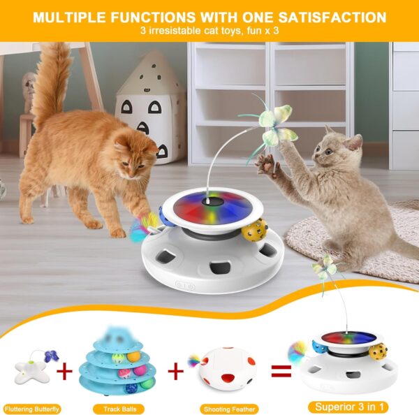 4 in 1 Cat Toys Rechargeable with 2000mAh Battery, Interactive Cat Toys for Indoor Cats, Track Balls Kitten Toy, Fluttering Butterfly, Electronic Whack a Mole for All Breeds - Image 2