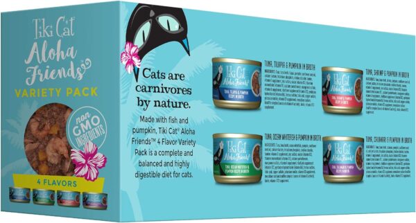 Tiki Cat Aloha Friends Variety Pack, Seafood Flavors with Pumpkin, Wet, High-Protein & High-Moisture Cat Food, For All Life Stages, 3 oz. Cans (Pack of 12) - Image 2