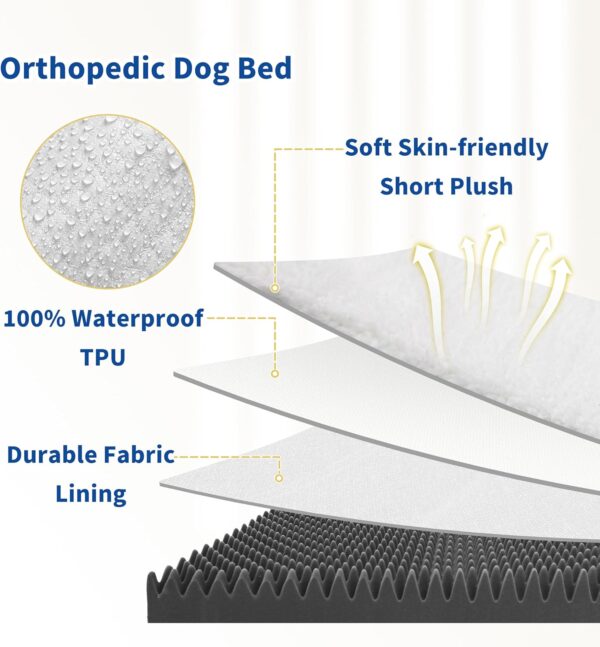 Dog Beds for Large Dogs, Waterproof Large Orthopedic Dog Bed with Washable Removable Cover, Egg Foam Pet Bed Mat for Crate, 36 inch, Dark Grey - Image 4