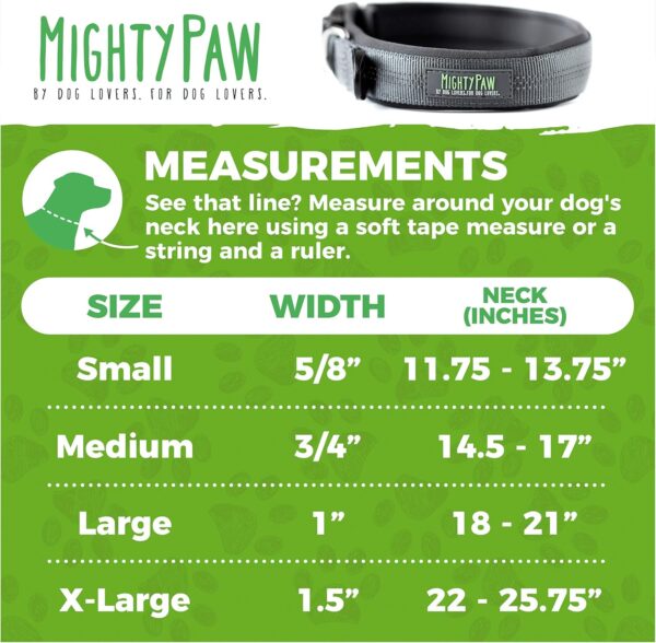 Mighty Paw Dog Collar - Neoprene Padded - Reflective for Running - Extra Comfort for Active Dogs - Dog Collar Reflective - Durable Dog Collar - Heavy Duty Dog Collar for All Dog Breeds - (X-Large) - Image 2