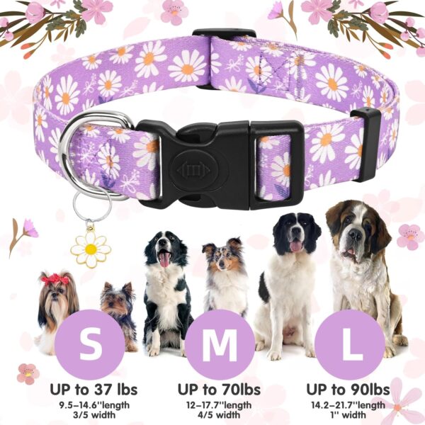 Athbavid Floral Dog Collar, Flower Print Dog Collars with Cute Charm, Adjustable Dog Collars for Small Medium Large Dogs,Pet Girl Boy,Running Walking Playing Exercise,Wedding Holiday - Image 6