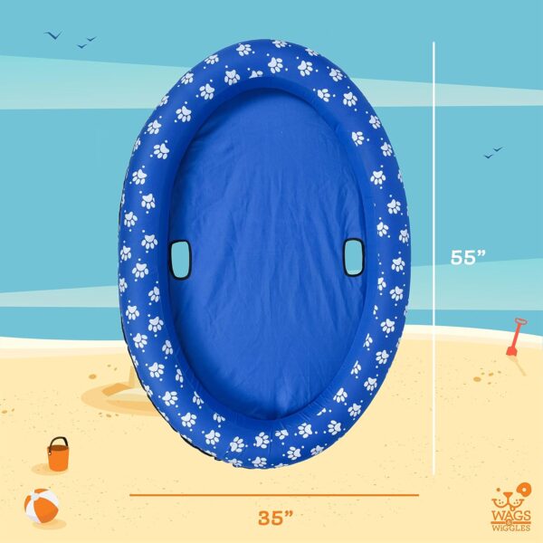 Wags & Wiggles Round Paw Floating Pet Bed | Dog Bed That Floats in Pool or Lake Inflatable Dog Float | Lake and Pool Toys for Dogs, Floaties and Pool Float for Dogs, Blue - Image 4