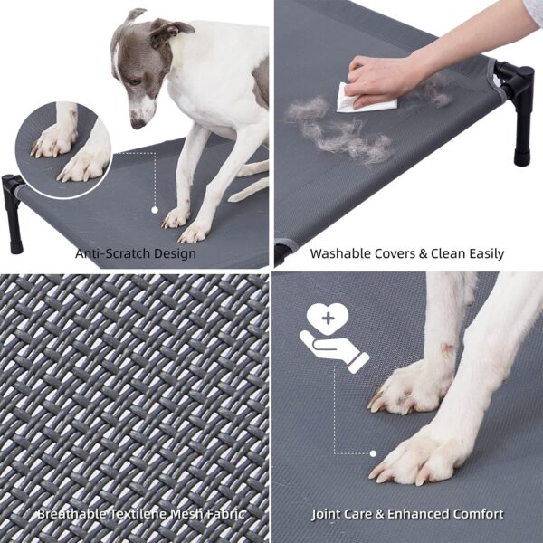 Elevated Outdoor Dog Bed - Dog Cots beds for Small Dogs, Heavy Duty Raised Dog Bed Waterproof, Cooling Elevated Dog Bed with Washable Teslin Mesh, Durable, Non Slip, 28 Inches, Grey - Image 5