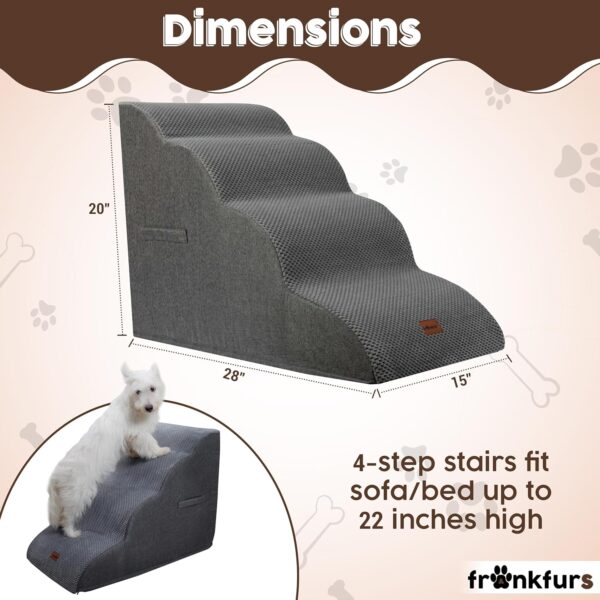 Dog Stairs for Small Dogs and Cats with Extra Non-Slip Cover, Lint Roller & Grooming Brush – Sturdy 4-Step Stairs for Dogs to Get on Bed, Stable Indoor Puppy Stairs for High Bed - Image 3