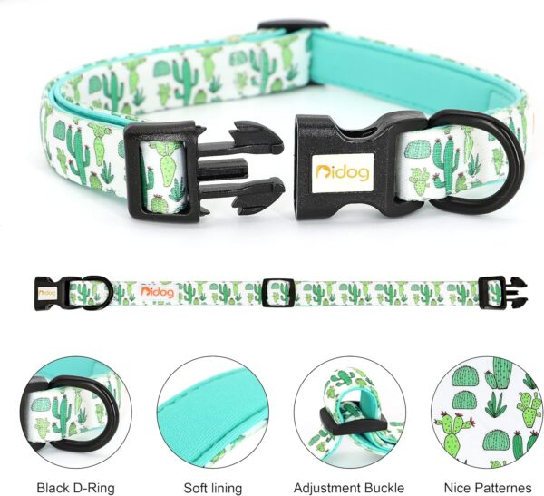 Didog No Pull Dog Harness Collar and Leash Set, Cute Pattern Puppy Dog Harness with Adjustable Collars and Leash, Soft Padded Air Mesh Vest for Small Dogs Walking Training(Cactus, XS) - Image 3