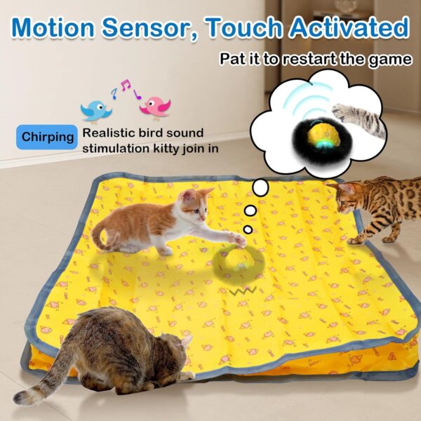 Interactive Cat Toys for Indoor Cats, Automatic Moving Cat Ball Toy in Pouch,Chirping & Motion Activated Rechargeable Cat Toy,Hide and Seek Chase Rolling Ball Exercise Game - Image 4