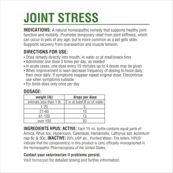 HomeoPet Joint Stress, Joint Support for Dogs and Cats, Liquid Pet Meds to Support Healthy Joint Movement, 15 Milliliters - Image 6