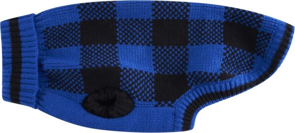 Blue Black Plaid Holiday Festive Turtleneck Pet Sweater for Small Dogs, Cat Warm Coat Apparel, Winter Knitwear Pet Clothes for Cold Weather Small (S) 12" Back Length - Image 3