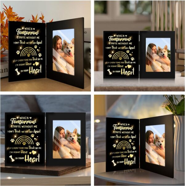 Dog Memorial Gifts, Pet Memorial Gifts, Dog Memorial Gifts for Loss of Dog, Dogs Passing Away Sympathy Gift with Rainbow Bridge, Black Glowing 4x6 Picture Frame for Wall and Tabletop - Image 6