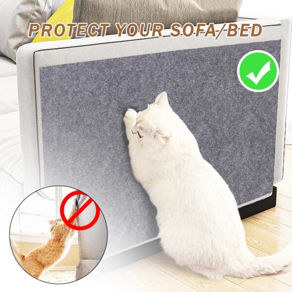 78.7”x15.8” Trimmable Cat Scratching Post Carpet Self-Adhesive Covered Cat Tree Cat Scratcher Replacement Mat DIY Shelves Steps Couch Furniture Protector,Grey … - Image 3