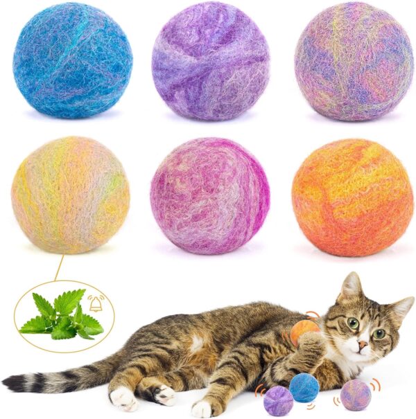 Retro Shaw Catnip Toys, Catnip Balls with Bell, Cat Toys with Silvervine and Catnip, Catnip Toys for Cats, Cat Toys for Indoor Cats, Cat Chew Toy, Cat Nip Toys for Cats Kittens Kitty, 6 Pack