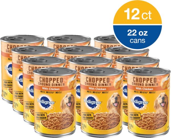 PEDIGREE CHOPPED GROUND DINNER Adult Canned Soft Wet Dog Food with Chicken, 22 oz. Cans (Pack of 12) - Image 2