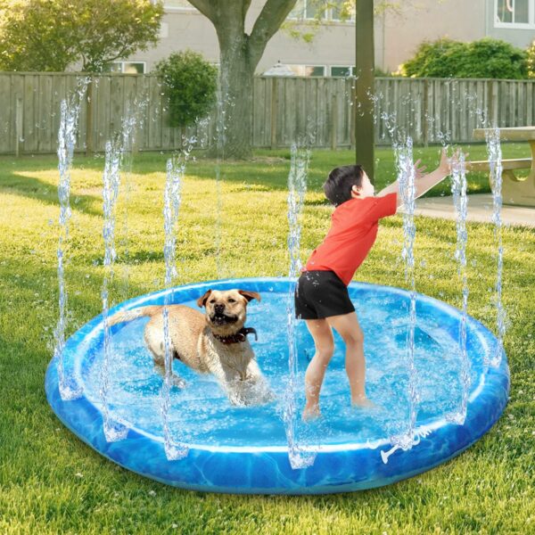 All for Paws Dog Sprinkler Water Pad Mat Outdoor Dog Cooling Splash Water Toys Non Slip Dog Swimming Pad for Pets in Hot Summer, 51Inch, Large - Image 6