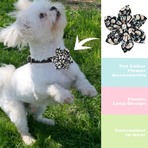 6 Pcs Dog Collar Flowers Accessory Removable Dog Collar Bow Attachment Floral Embellishment for Small Medium Large Dogs and Cats Pet Collars(Classic) - Image 4