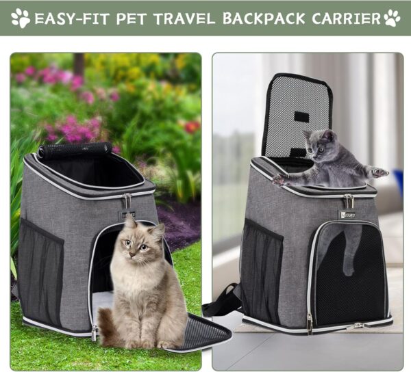 BAGLHER Cat Backpack Carrier, Mesh Pet Cat Carrier for Medium Small Dog Cat Puppy Kitten Bunny up to 18lbs, Dog Travel Backpack for Picnic Hiking Walking Cycling,Grey - Image 7