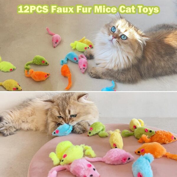 12PCS Cat Mouse Toy, Faux Fur Cat Mice Toys, 5.5” Realistic Size Mouse Toys for Cats, Rattle Cat Toy Mouse, Prefilled Catnip Mouse Cat Toy, Interactive Cat Toy for Bored Indoor Adult Cats - Image 2