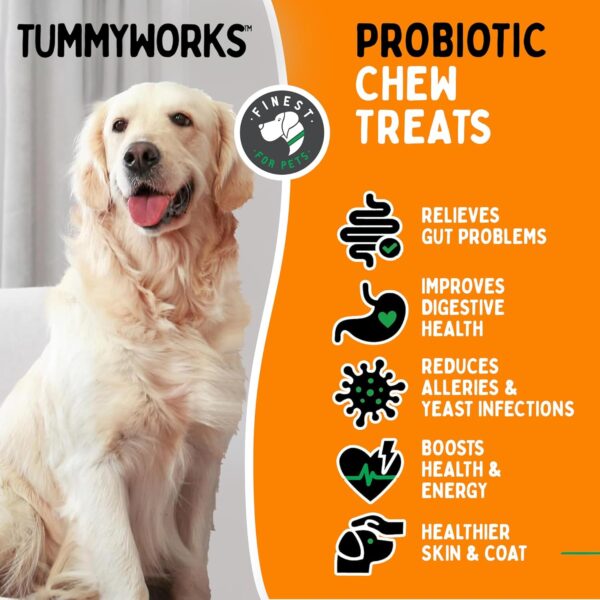 TummyWorks Probiotic 120 Soft Chews for Dogs All Ages - Supports Digestive Health, Relieves Diarrhea, Constipation, Good for Itching, Allergies, Yeast Infections. Added Digestive Enzymes, Made in USA - Image 2