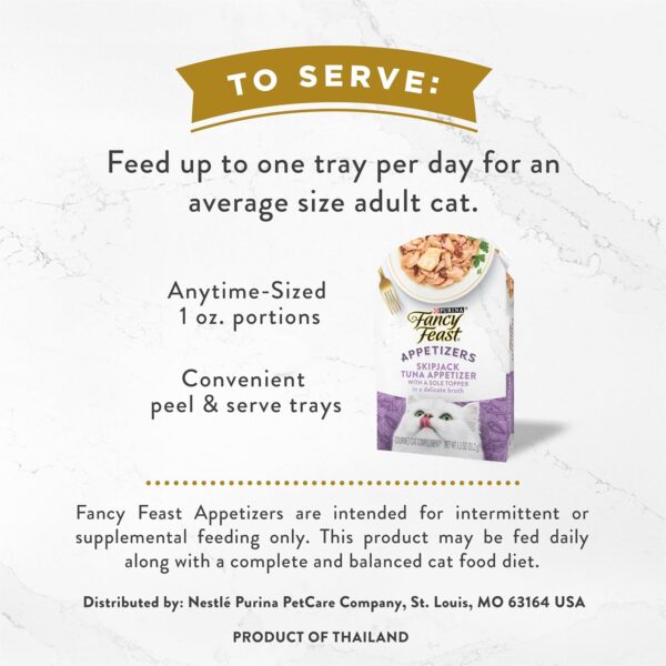 Purina Fancy Feast Appetizers Lickable Grain Free Wet Cat Food Topper Skipjack Tuna Appetizer with Sole - (Pack of 10) 1.1 oz. Trays - Image 7