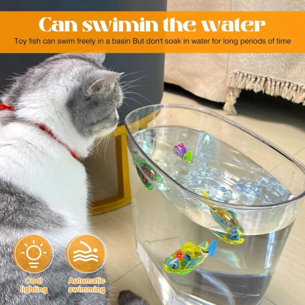 Interactive Robot Fish Toys for Cat/Dog(6 Pcs), Activated Swimming in Water with LED Light, Swimming Bath Plastic Fish Toy Gift to Stimulate Your Pet's Hunter Instincts - Image 4