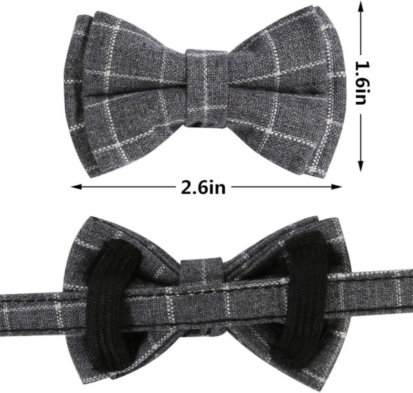 SLSON 2 Pack Breakaway Cat Collar with Bell and Bow Tie Plaid Kitten Collar for Cats and Small Dogs Pets Adjustable from 8-11In, Black and Grey - Image 4