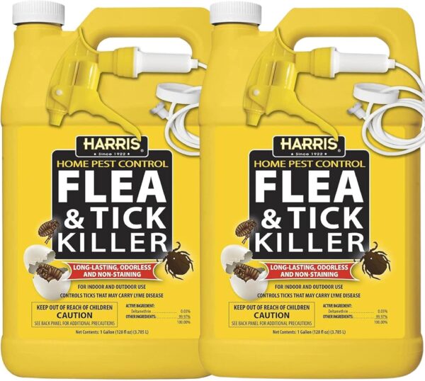 Harris Flea and Tick Killer, Liquid Spray with Odorless and Non-Staining Extended Residual Kill Formula (2-Pack, Gallon)