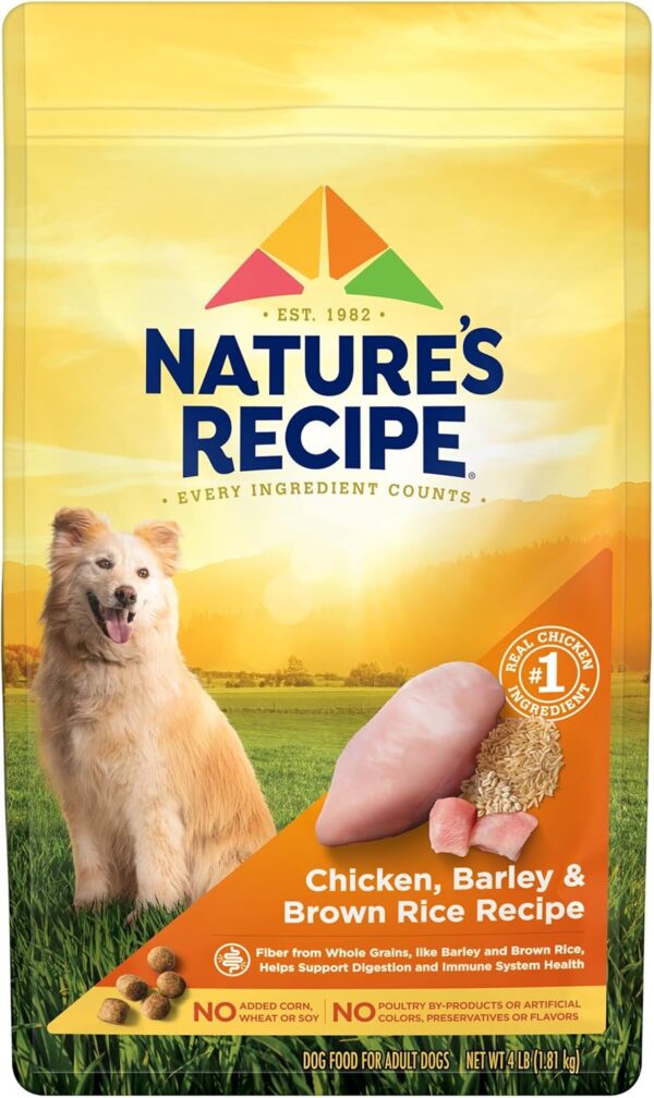 Nature′s Recipe Chicken, Barley & Brown Rice Recipe Dry Dog Food, 4 lb. Bag