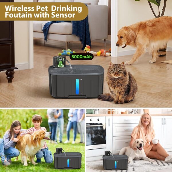 Dog Water Fountain for Large Dogs, 2.1Gal/8L/230oz Pet Water Fountain with Intelligent Mode, Ultra Quiet, BPA-Free,Battery Operated,Cordless, LED Reminder,Ideal for Multiple Dogs&Cats - Image 5