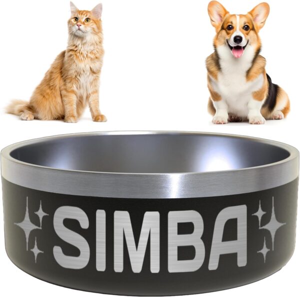 Icon and Name Dog Bowl - Engraved, Nonslip Pet Bowl, Custom Dog Bowl, Custom Cat Bowl, Stainless Steel Dog Bowl, Engraved Pet Bowl, Dog Feeding, Pet Supplies, Pet Food Bowl