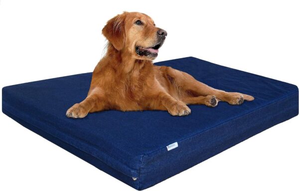 Dogbed4less Extra Large Orthopedic Waterproof Memory Foam Dog Bed with Durable Denim Cover for Large Dogs and Extra Pet Bed Cover, 47X29X4 Fits 48X30 Crate