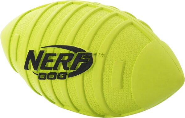 Nerf Dog Rubber Football Dog Toy with Squeaker, Lightweight, Durable and Water Resistant, 7 Inch Diameter for Medium/Large Breeds, Single Unit, Green, Model:6997 - Image 3