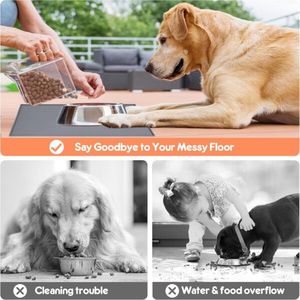 Dog Cat Food Mat Dog Feeding Mat for Food and Water Silicone Pet Food Mat Dog Water Bowl Mat Dog Food Dish Mats for Floors Waterproof Nonslip Dog Placemat Tray to Stop Messes on Floor - Image 5