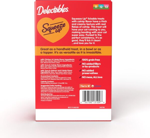 Hartz Delectables Squeeze Up Interactive Lickable Wet Cat Treats for Adult & Senior Cats, Variety with Catnip, 32 Count - Image 4