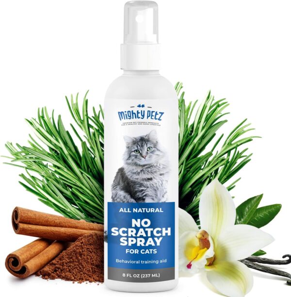 Mighty Petz Cat Deterrent Spray - Cat Indoor Repellent for Furniture, Plants, Couch Protector. Safe, Non-toxic Anti Scratch Spray Made with Natural Ingredients: Vanilla Cinnamon, 8 oz