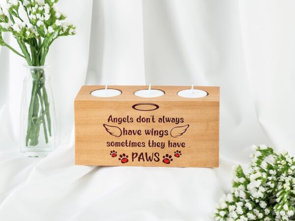 Dog Memorial Gifts for Loss of Dog, Pet Memorial Gifts for Dogs, Loss of Dog Sympathy Gift, Pet Loss Gifts, Dog Bereavement Gifts, Dog Cat Passing Away Gifts, Candle Holder 3 Votive Tea Light (ANGLES) - Image 6