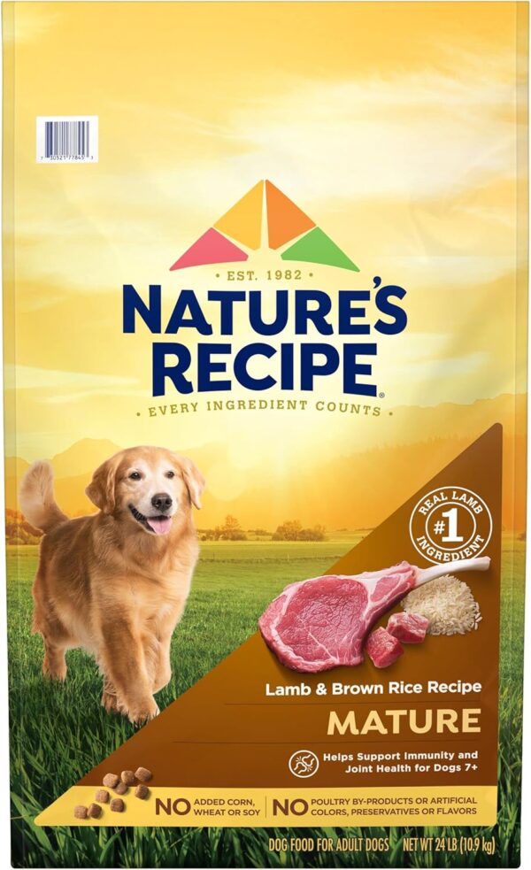 Nature’s Recipe Mature Lamb & Brown Rice Recipe Dry Dog Food, 24 lb. Bag