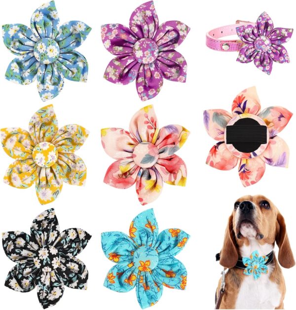 6 Pcs Dog Collar Flowers Accessory Removable Dog Collar Bow Attachment Floral Embellishment for Small Medium Large Dogs and Cats Pet Collars(Classic)