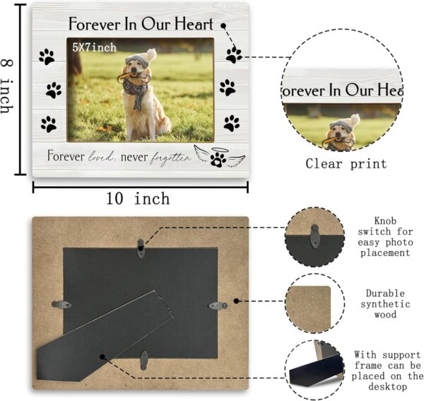 Forever in Our Heart Pet Memory Picture Photo Frame,Pet Dog Cat Memorial Picture Frames,Pet Loss Sympathy Gift,Sympathy Gifts For Loss Of Dog,Passed Away Dog Memorial Gifts(5x7 Inch Photo) (Color2) - Image 6