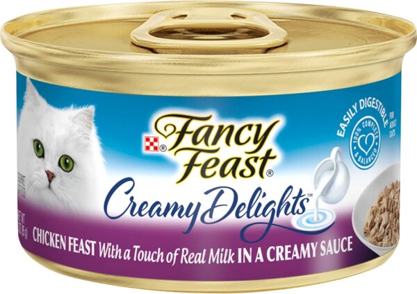 Purina Fancy Feast Pate Wet Cat Food, Creamy Delights Chicken Feast in a Creamy Sauce - (Pack of 24) 3 oz. Cans