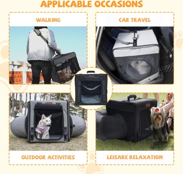 Cat Travel Carrier with Litter Box 2-in-1 Portable Double Cat Carriers for 2 Cats and Pet Shelter Ideal for Multiple Cats Soft Foldable Design with Shoulder Strap - Image 4