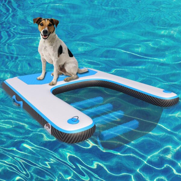 Inflatable Plank Dog Float Ramp,Up to 180lbs Dog Water Ramp Ladder with Non-Slip Dock Platform for Lake,Swimming Pool,Boat - Image 4