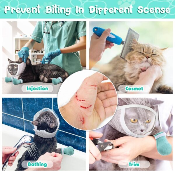 Hillban Cat Muzzle for Grooming with 4 Silicone Boots Breathable Transparent Cat Face Guard Silicone Cat Claw Covers Anti Scratch Cat Booties to Prevent Scratching Biting Bathing Trimming (Medium) - Image 5