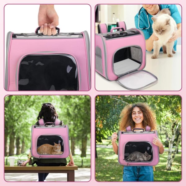 Pet Carrier Backpack, Cat Backpack Carrier with Breathable Holes, Portable Pet Travel Carrier for Medium/Small Cats and Dogs, Airline Approved, Ideal for Outdoor Picnic,Hiking (Pink) - Image 6